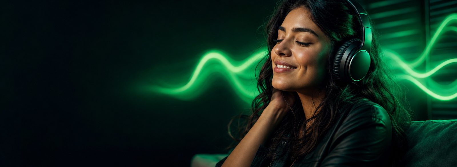 Mujer escuchando música con audífonos